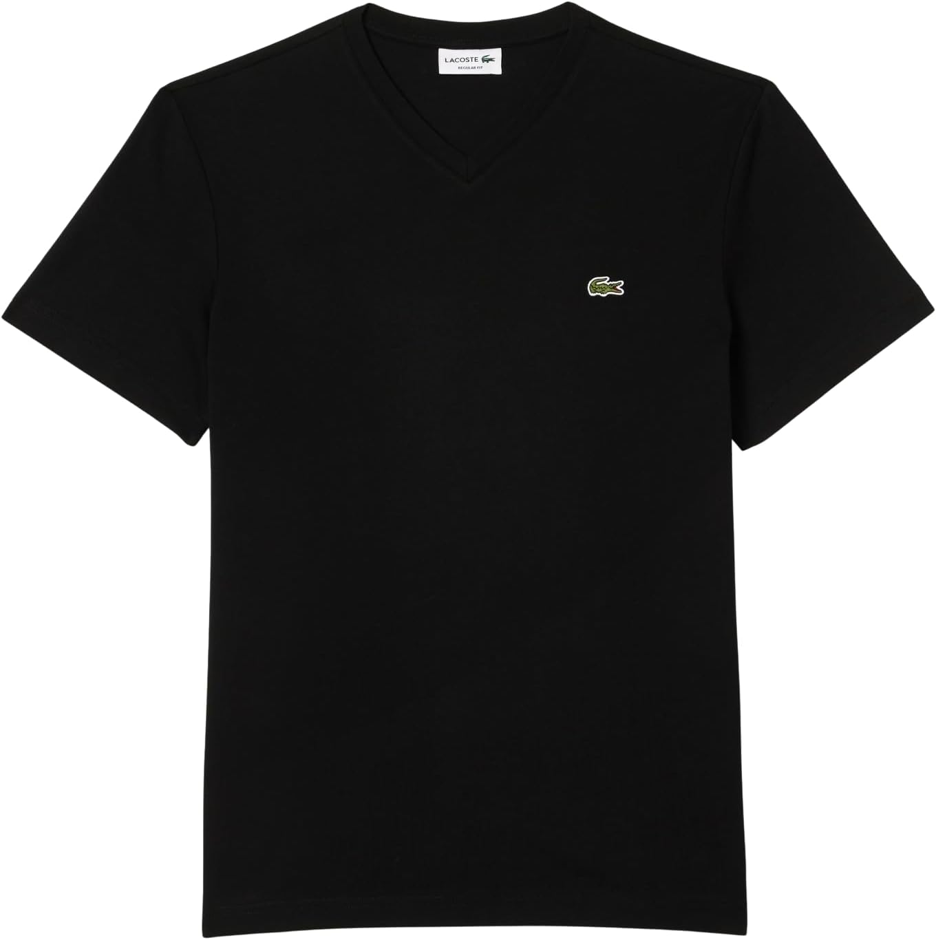 Мужская хлопковая футболка Lacoste с V-образным вырезом, Black — фото 4
