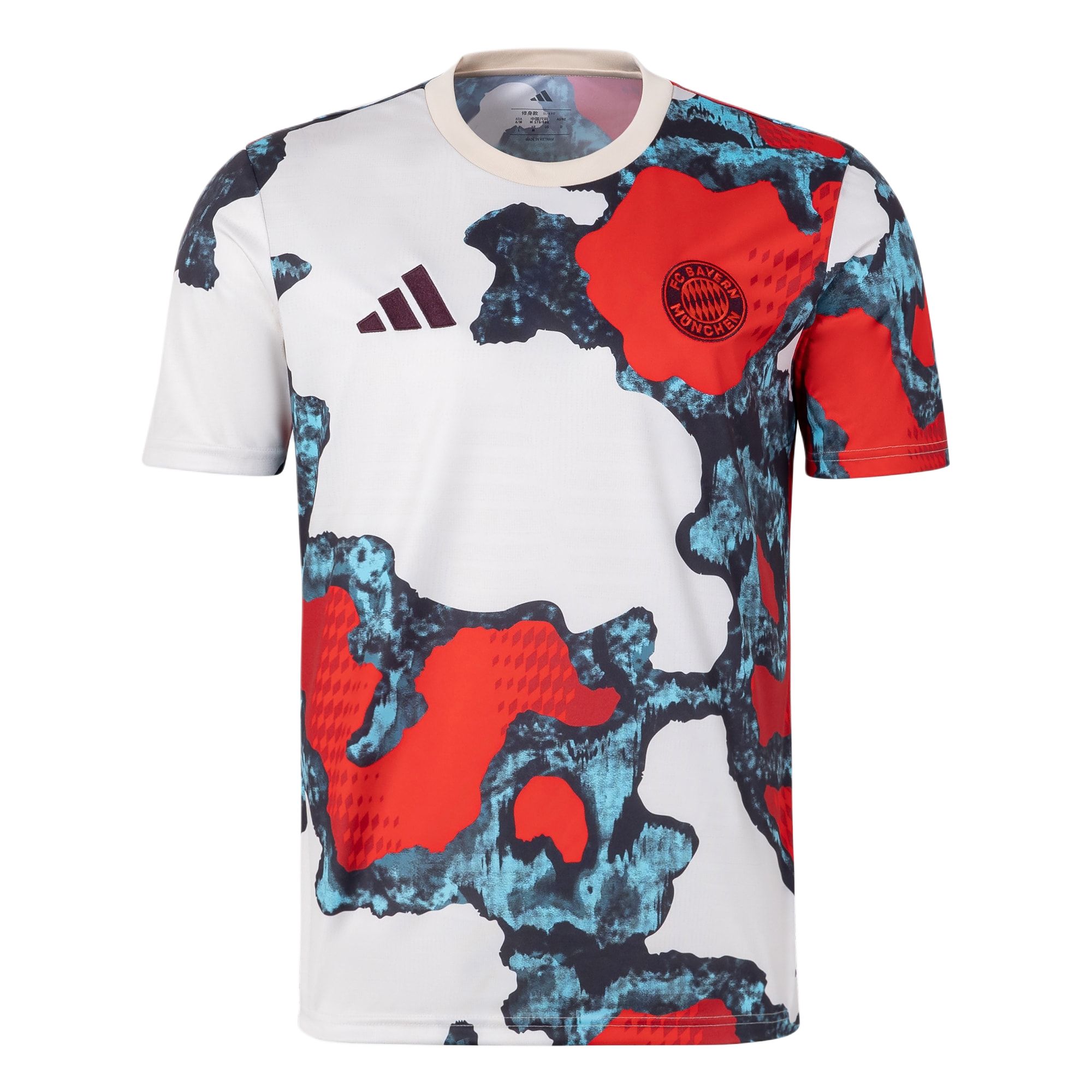 Футболка Free Shipping With AdiClub Fc Bayern 24/25 Pre Match Jersey Adidas, красный/светло-зеленый/коричневый — фото 3