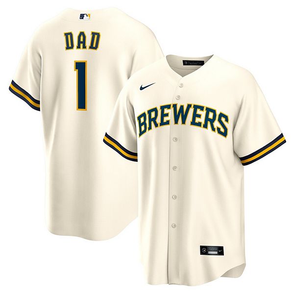 

Мужская белая реплика футболки Milwaukee Brewers #1 Dad Nike
