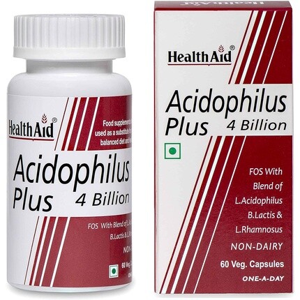 

Acidophilus Plus 4 миллиарда растительных капсул, 60 шт., Healthaid