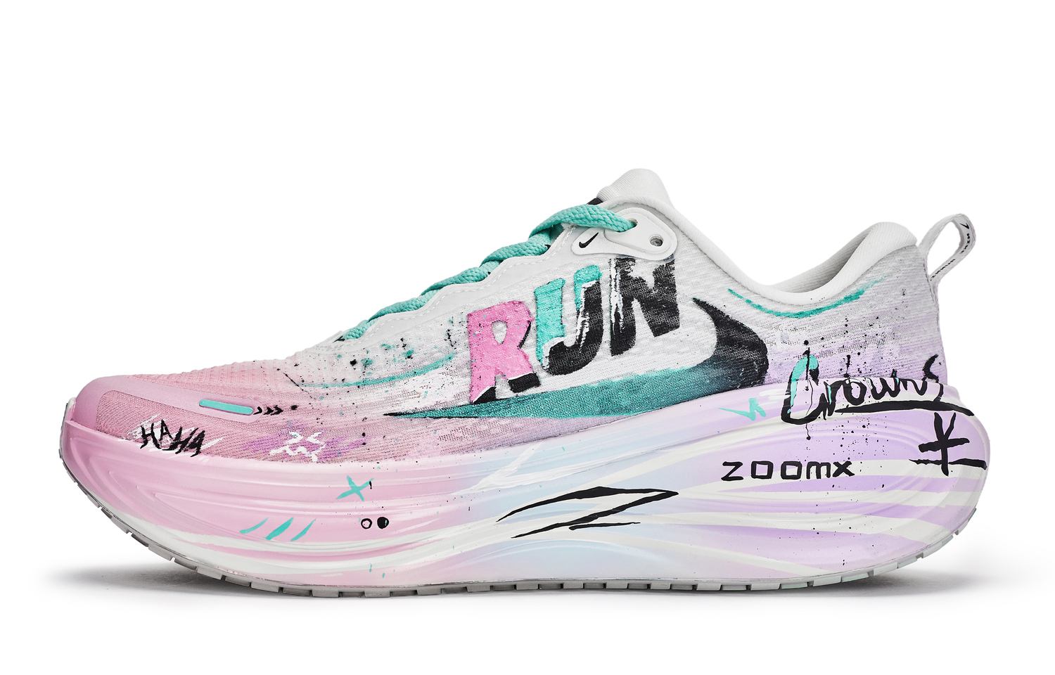 

Nike Кроссовки для бега Vomero Plus Abrasion Resistant Low top Unisex белый розовый зеленый