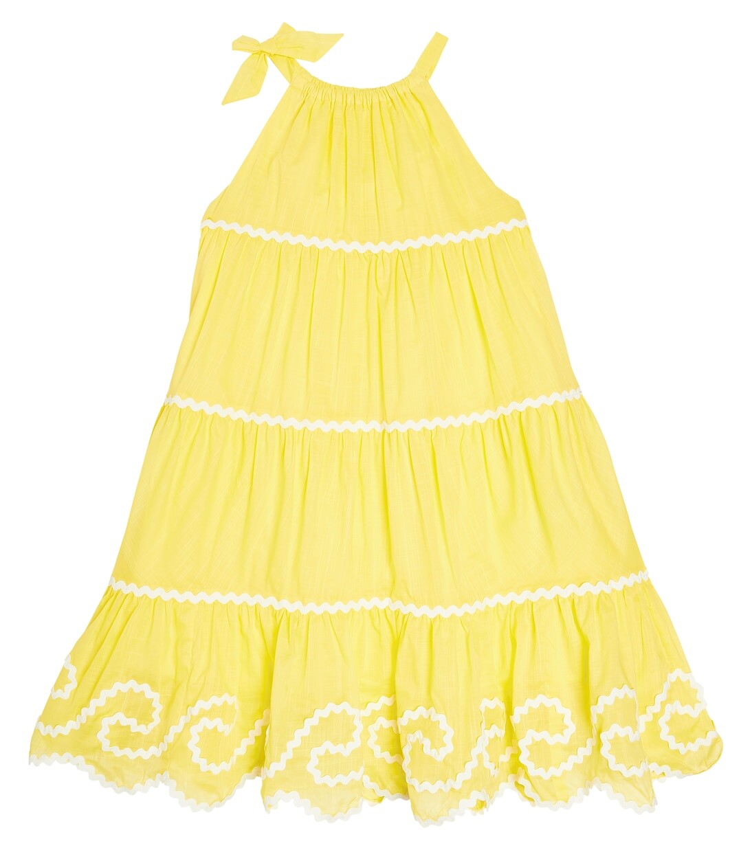 

Легкое многоярусное платье из хлопка Zimmermann Kids, желтый
