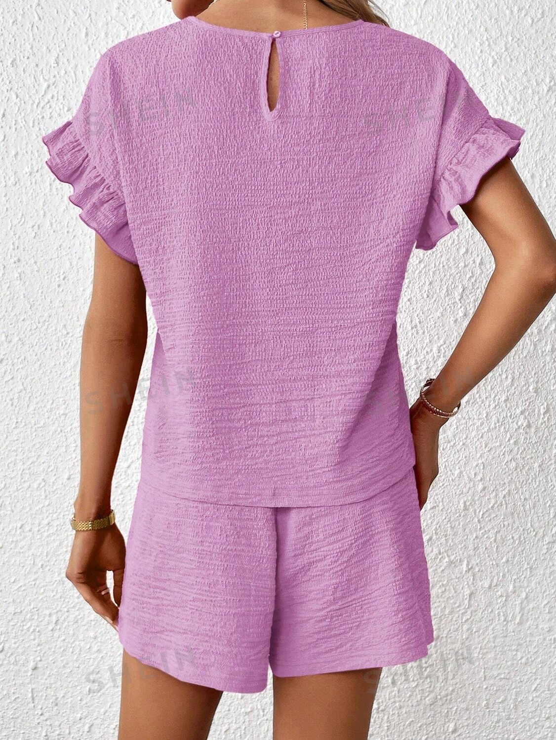 

Топ женский и шорты Shein Essnce, сиреневый