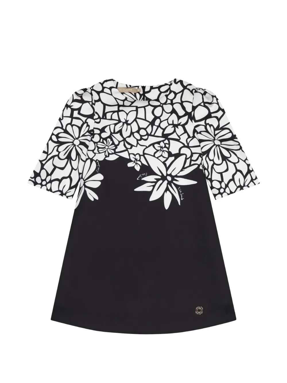 Платье с цветочным принтом Elie Saab Junior, черный