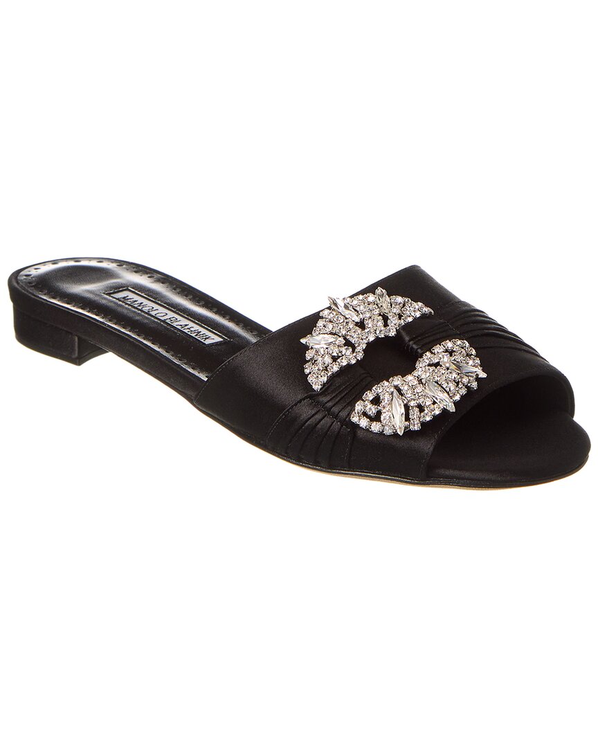 Манило Бланик Пралина Атласные балетки Manolo Blahnik, черный