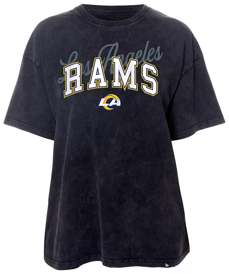 

Женская объемная черная футболка New Era Los Angeles Rams Wash