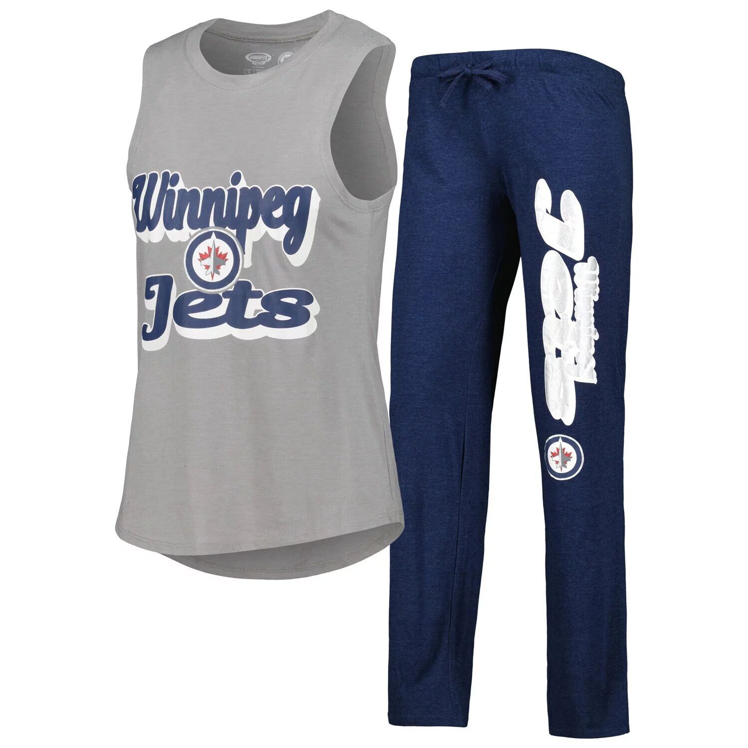 

Женские спортивные топы и брюки для сна Winnipeg Jets Meter Muscle Grey/Heather Navy Winnipeg Jets Meter
