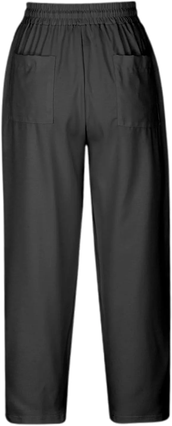 2026 Linen Pants Women High Waist Эластичные брюки с кулиской для отдыха Повседневные легкие брюки с боковым разрезом для лета и пляжа Generic, черный — фото 2