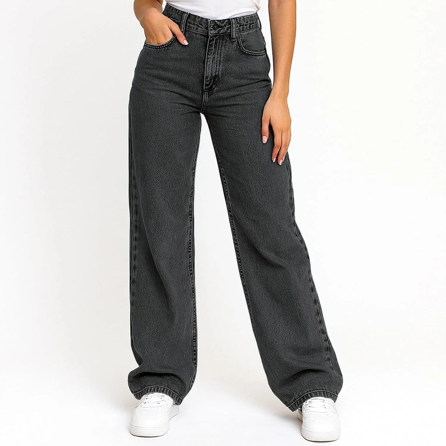 Джинсы для женщин Plus Size Baggy Straight Leg High Rise — фото 4