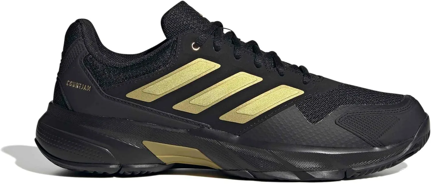Мужские теннисные кроссовки Adidas Courtjam Control 3, черный/золотой — фото 2
