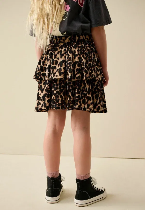 Юбка Next, Regular fit tiered rara skirt, pleated skirt, анималистичный — фото 3