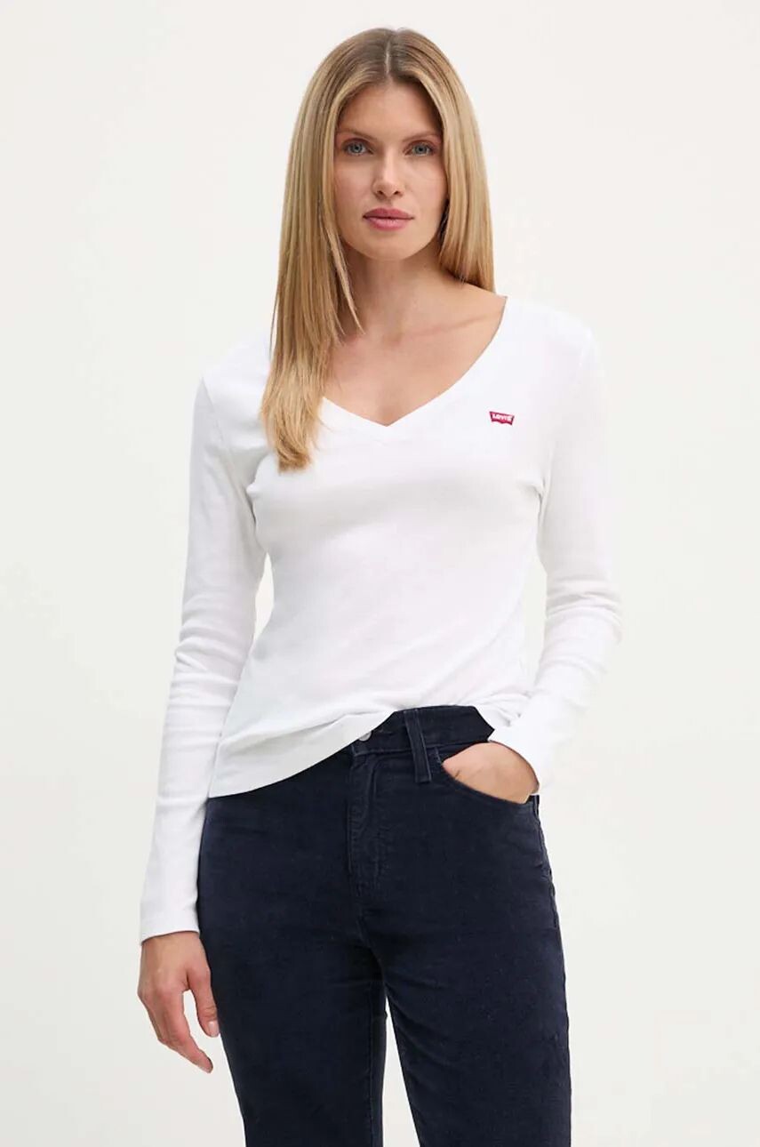

Хлопковый топ Levi's с длинными рукавами, белый