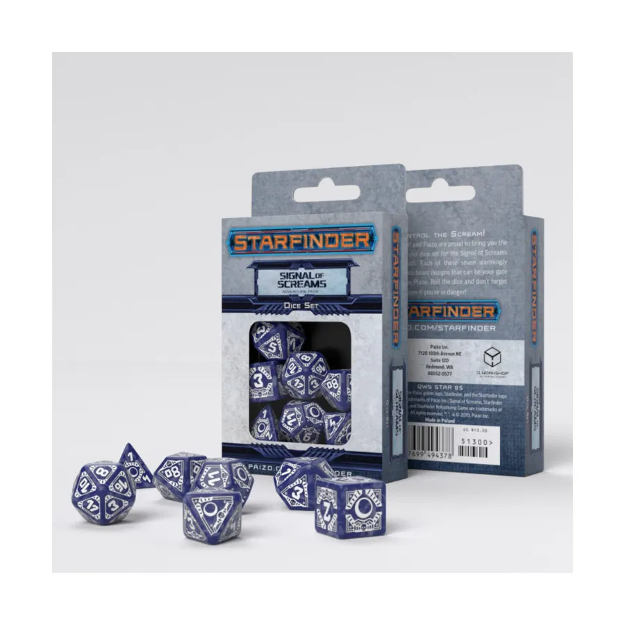 

Набор полигональных кубиков «Сигнал криков» (7), Starfinder (Q-Workshop)