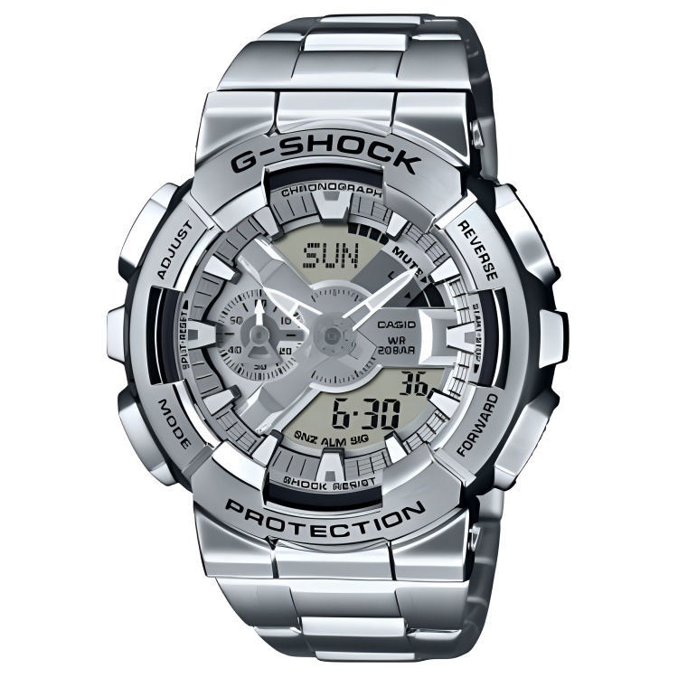 

CASIO Часы G STEEL Series Quartz Movement Stainless Steel Strap Watch Men's Watch Silver Dial, Silver Dial