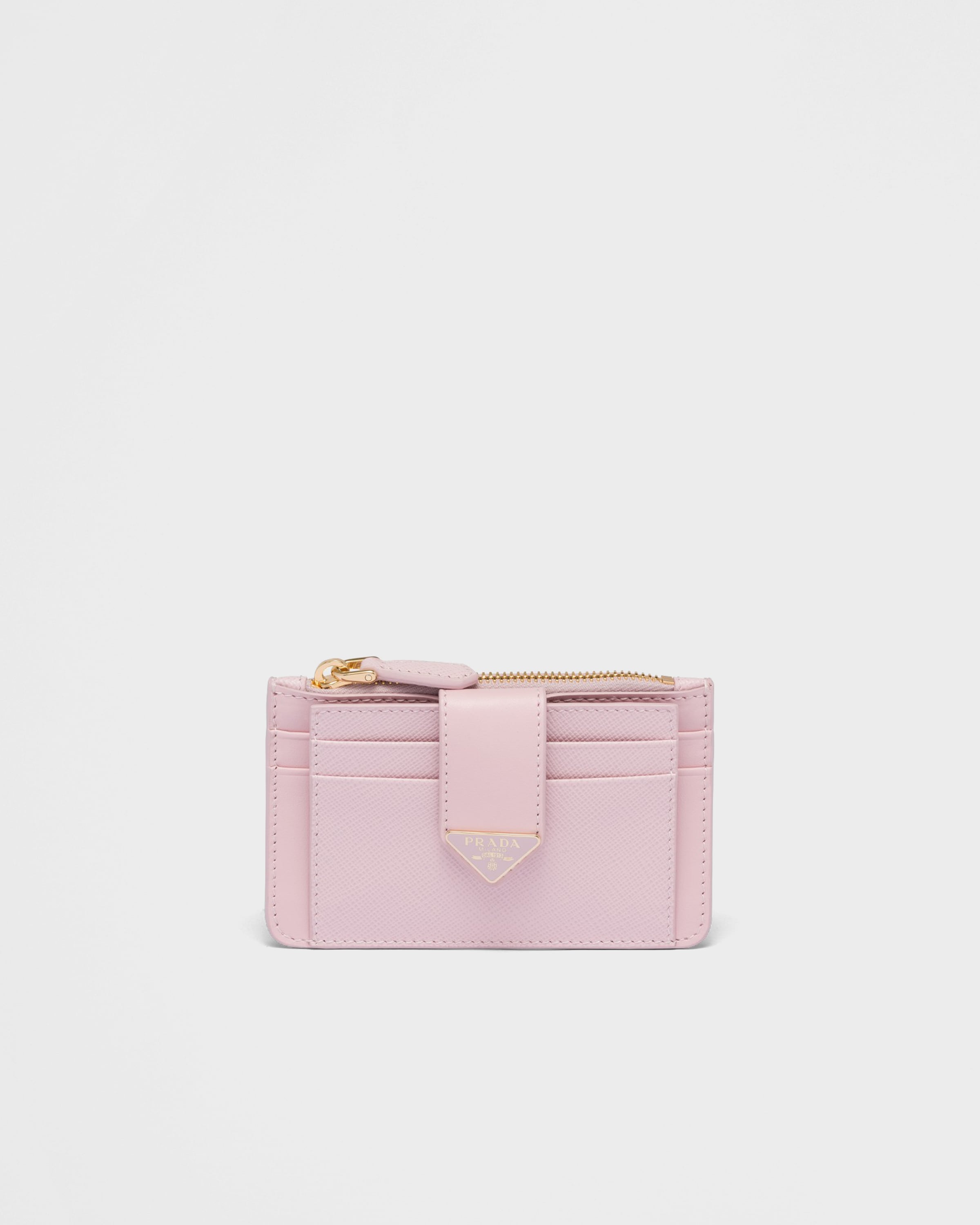 

Кардхолдер из сафьяновой и гладкой кожи Prada, алабастрово-розовый