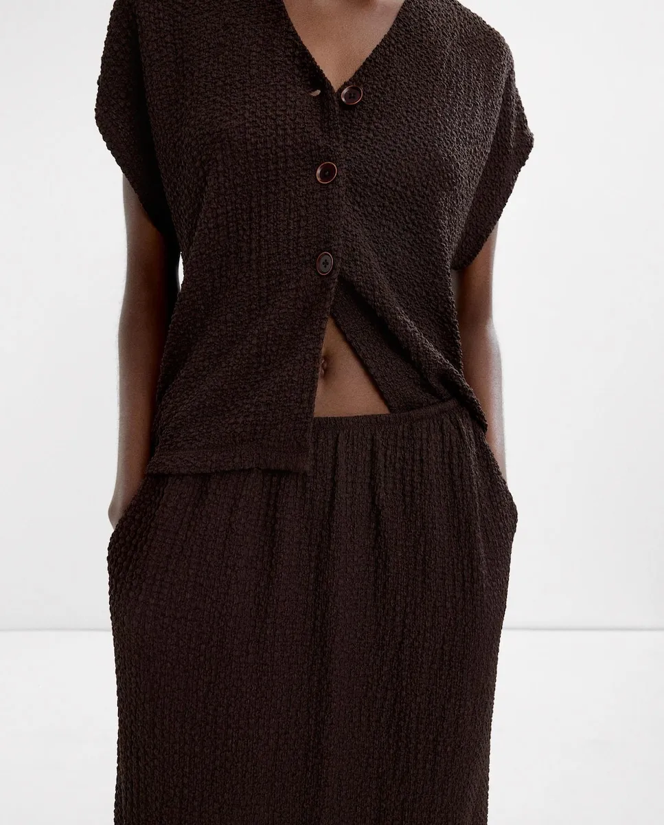 

Женская блузка с коротким рукавом и текстурой Parfois, темно-коричневый