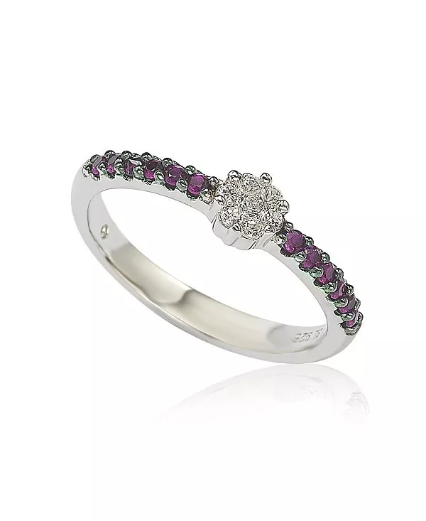 

Кольцо-Бандаж Suzy Levian из стерлингового серебра с миниатюрным цветочным паве и солитером Suzy Levian New York, red