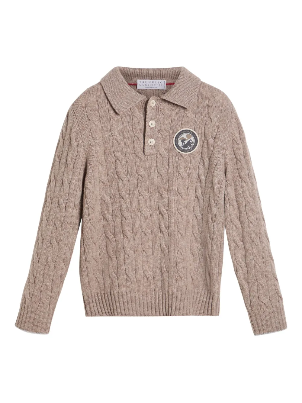 

Кашемировый свитер фактурной вязки Brunello Cucinelli Kids, коричневый