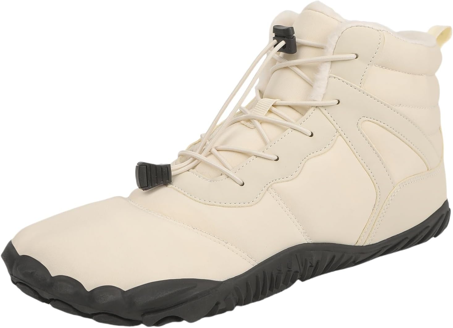 

Мужские и женские зимние походные ботинки с утеплителем из искусственного меха, водонепроницаемые снежные кроссовки, обувь с широкой носочной частью, минималистичные ботинки на плоской подошве для ходьбы по снегу Kvotuu, бежевый