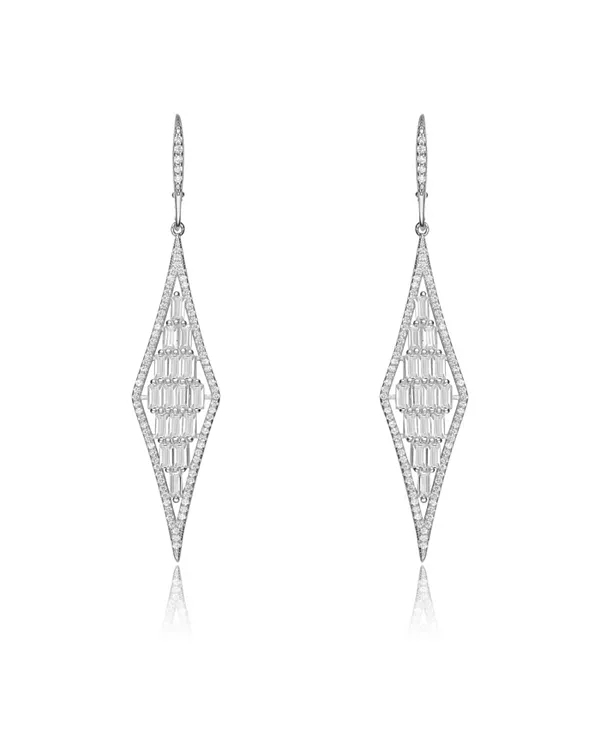 

Длинные серьги-подвески в форме воздушного змея из стерлингового серебра с кубическим цирконием Genevive, white