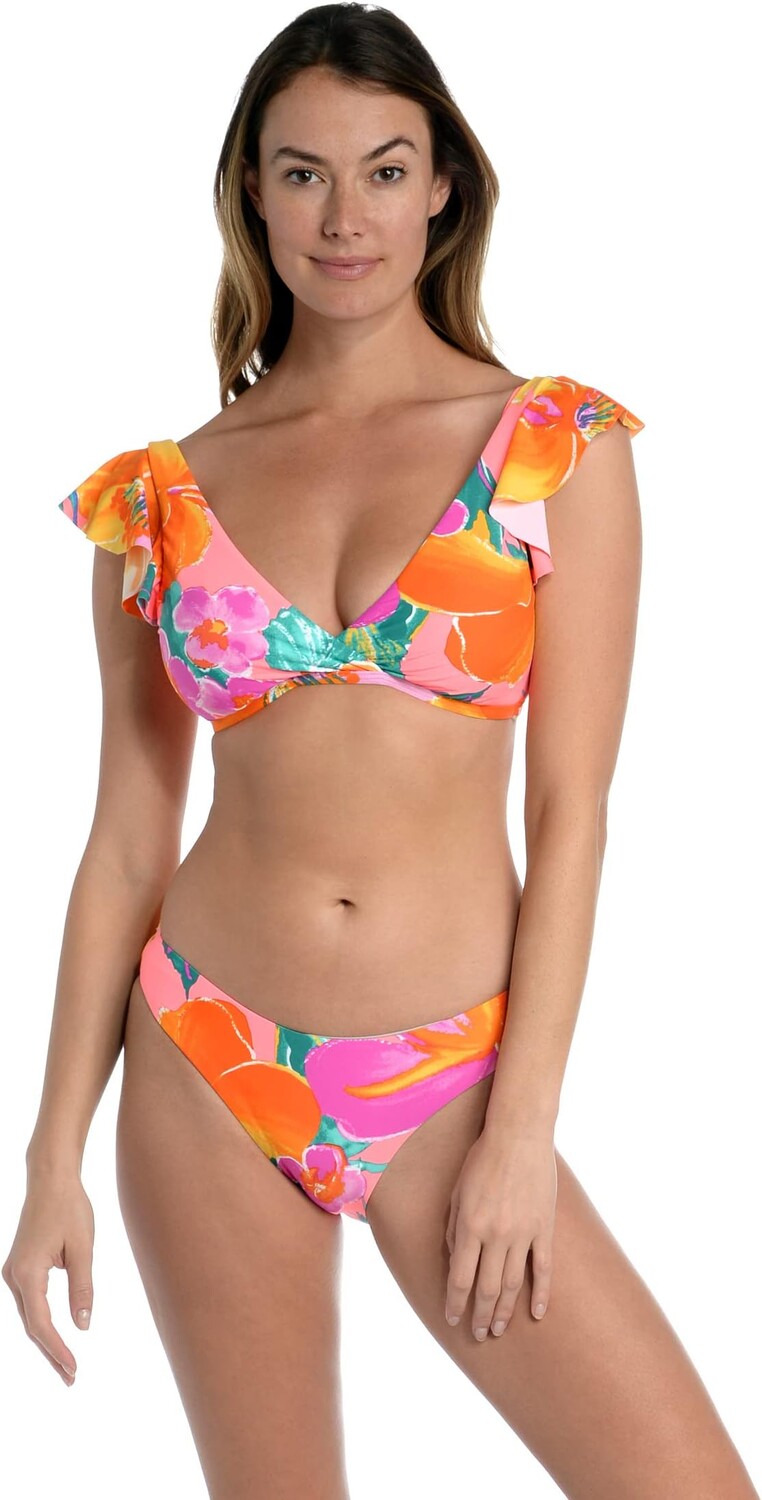 

Купальный топ La Blanca Isla Del Sol Ruffle Bralette Top, цвет Hot Coral