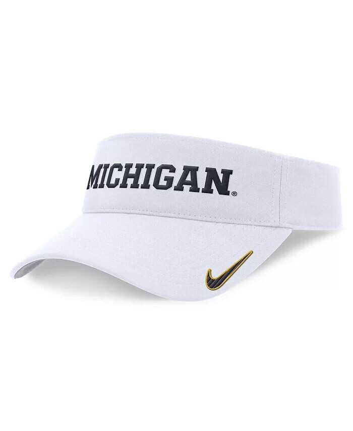 

Мужская и женская белая кепка Michigan Wolverines 2024 Sideline Fit Ace Visor Nike