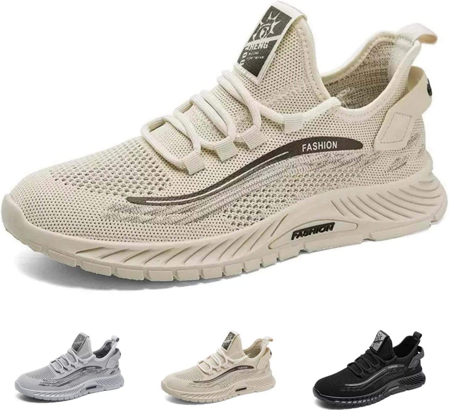 

Женские и мужские модные кроссовки с сеткой, дышащие, легкие, повседневные, для ходьбы и бега, для занятий в спортзале Macefil, бежевый