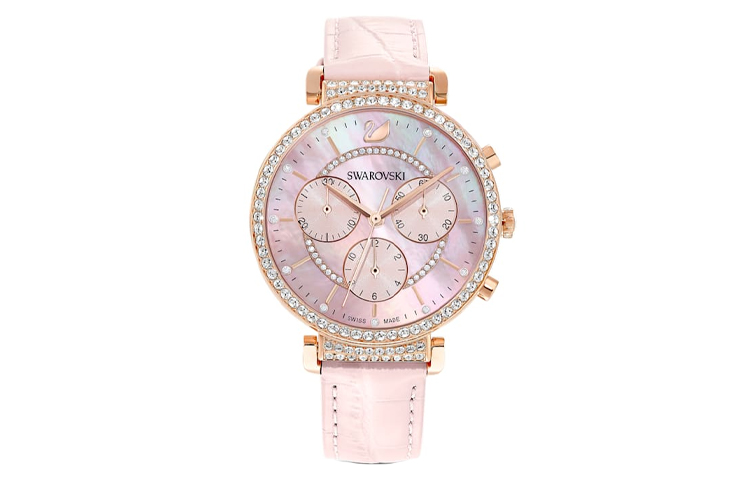 

Swarovski Часы UptownPassage Chrono Wrist Watch Quartz Movement Leather Watch Bands Pink Watch Dial Women's Watch, Pink