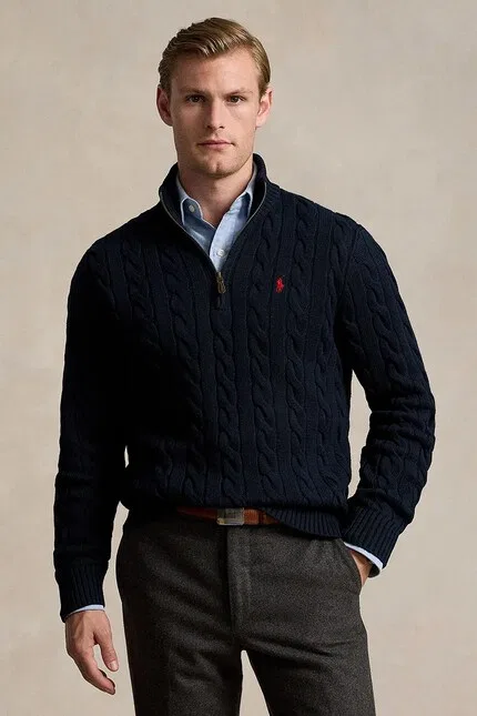 Свитер с застежкой Polo Ralph Lauren, темно-синий