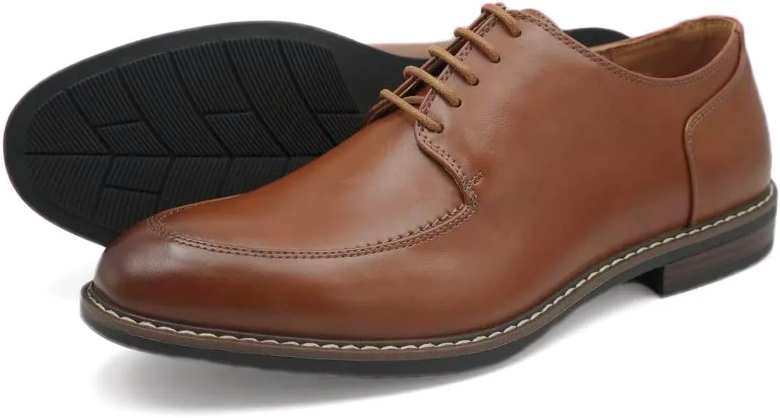 Туфли Finishing & Sewing Men's Moc Toe Lace Up Oxford Dress Shoes, коричневый — фото 4