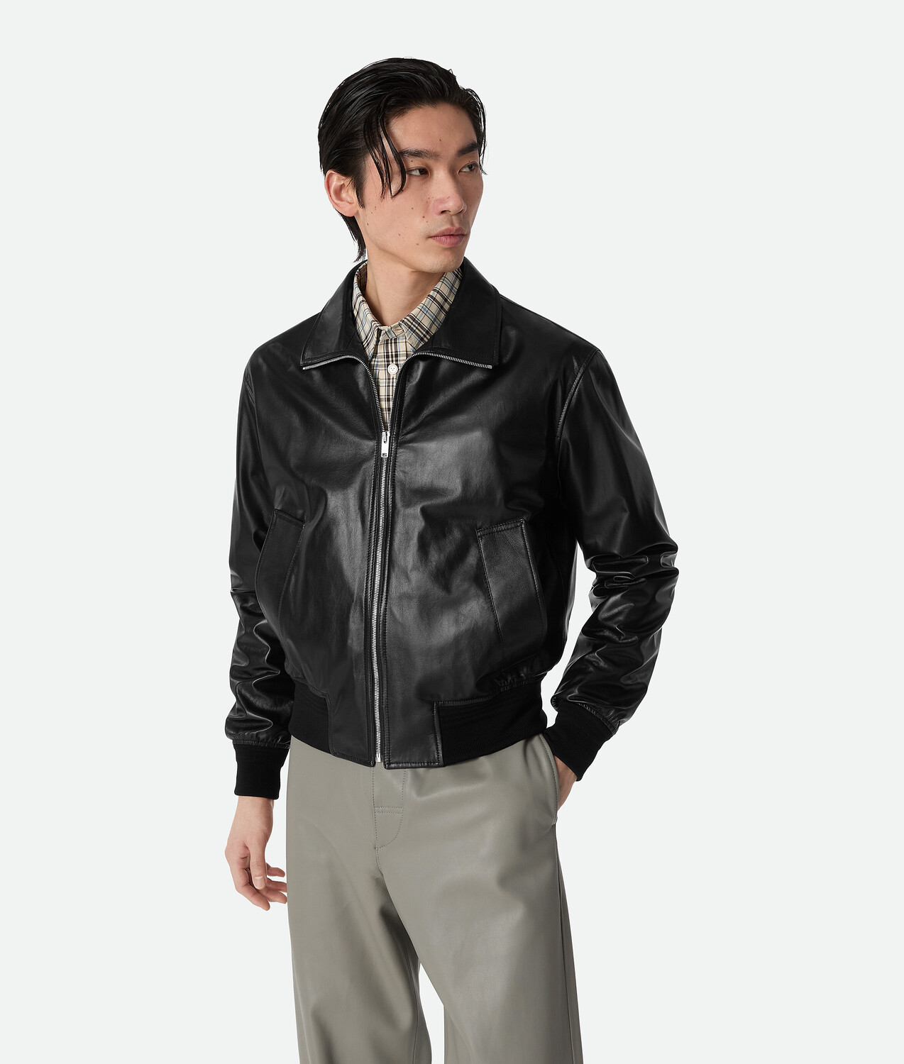 Leather nappa blouson BOTTEGA VENETA, черный