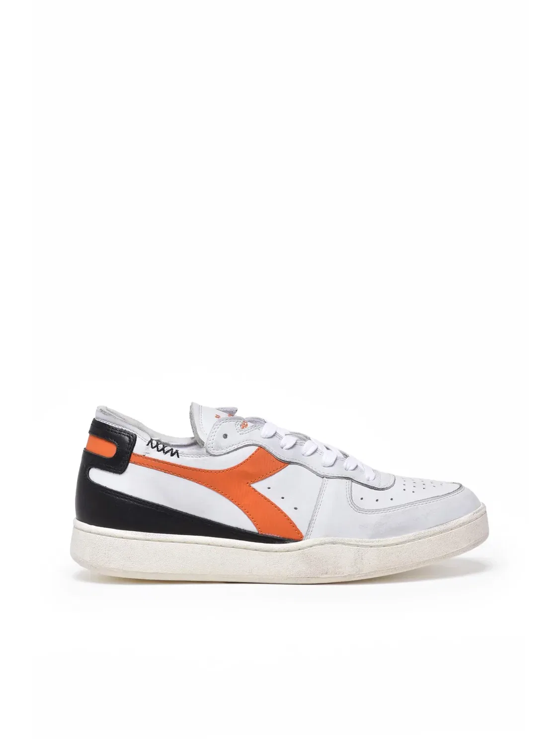 DIADORA HERITAGE Серые и оранжевые кожаные кроссовки Basket Row