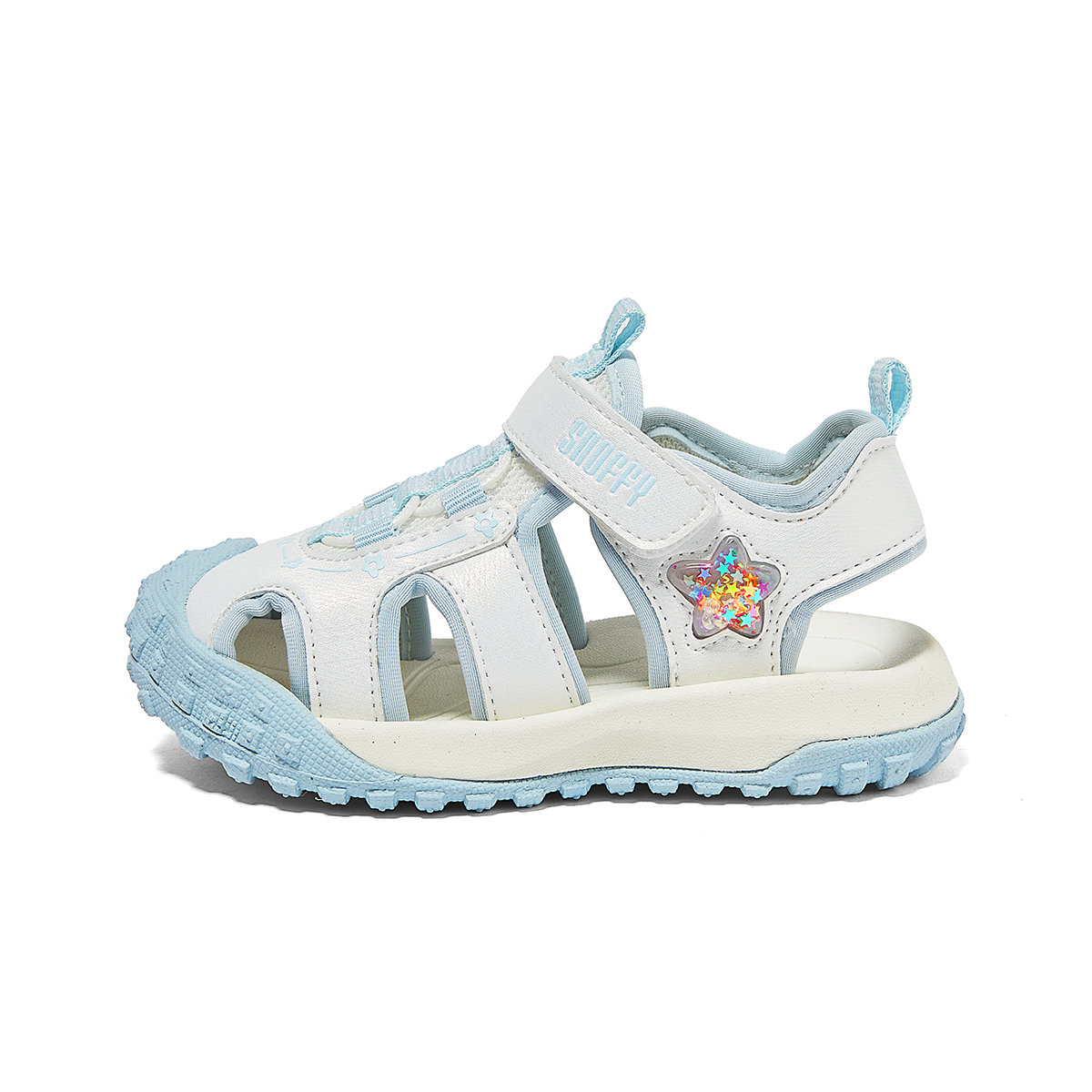 

Непромокаемые сандалии для детей с противоскользящей подошвой, быстро сохнут Snoffy, белый/синий