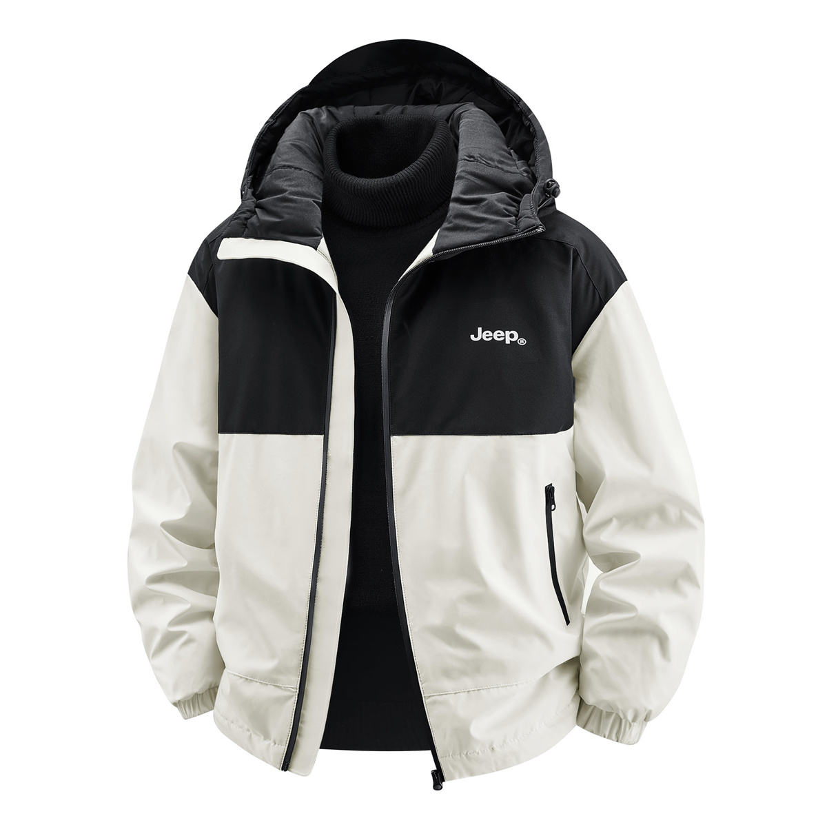 

Пуховик Unisex с капюшоном Moderate Jeep, черный/экрю (no sweater)