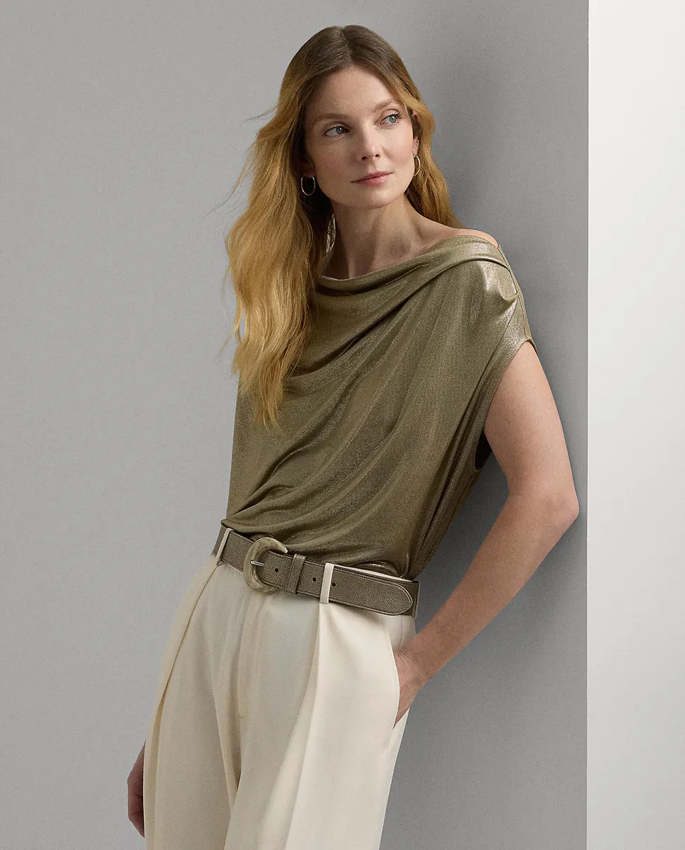 

Металлизированный женский топ с элегантными складками Lauren Ralph Lauren, золотой