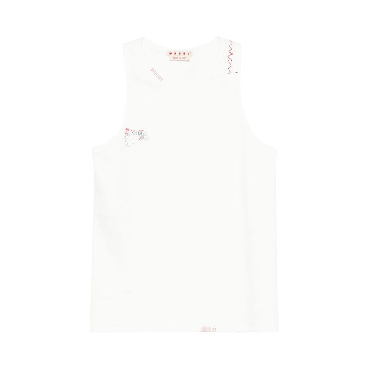 

Топ Marni Ribbed Tank Top 'Lily White', белый