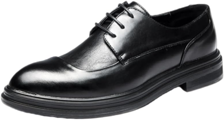 

Мужские кожаные туфли в стиле бизнес-кэжуал с толстой подошвой- противоскользящие, прочные, подходят для всех сезонов- доступны большие размеры Fusecottc, черный