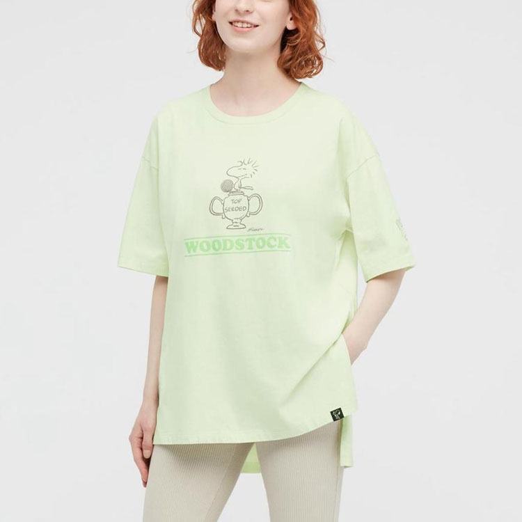 Футболка с рукавом дроп-шиoulder Женская Зеленая UNIQLO — фото 3