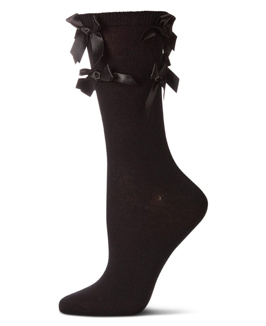 

Женские хлопковые носки с множеством вязаных бантиков MeMoi, Black