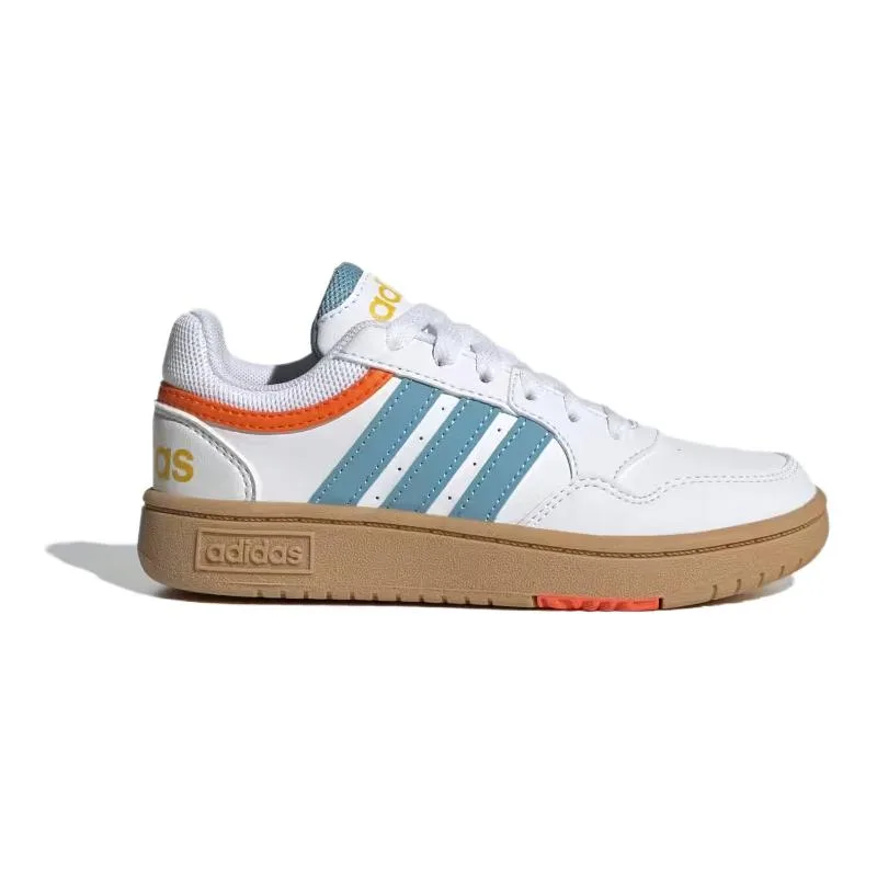 Adidas Кроссовки детские HOOPS Slip Resistant Abrasion Resistant низкие белые синие золотые — фото 3