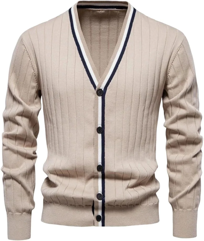 

Мужской кардиган из хлопка с V-образным вырезом на пуговицах