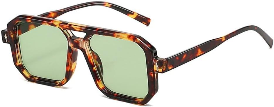 

Популярные модные солнцезащитные очки с двойной перемычкой, квадратной формы, для женщин, винтажные, с заклепками, для мужчин, ярких цветов, солнцезащитные очки UV400 SKFGNX, Leopard Green