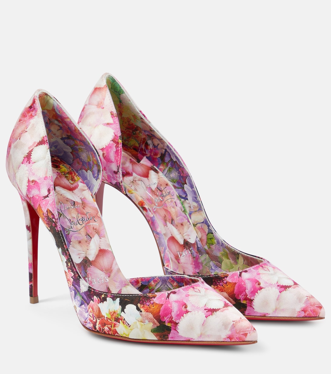Туфли-лодочки Iriza 100 из цветочного креп-сатина Christian Louboutin, Multi/Lin Multi