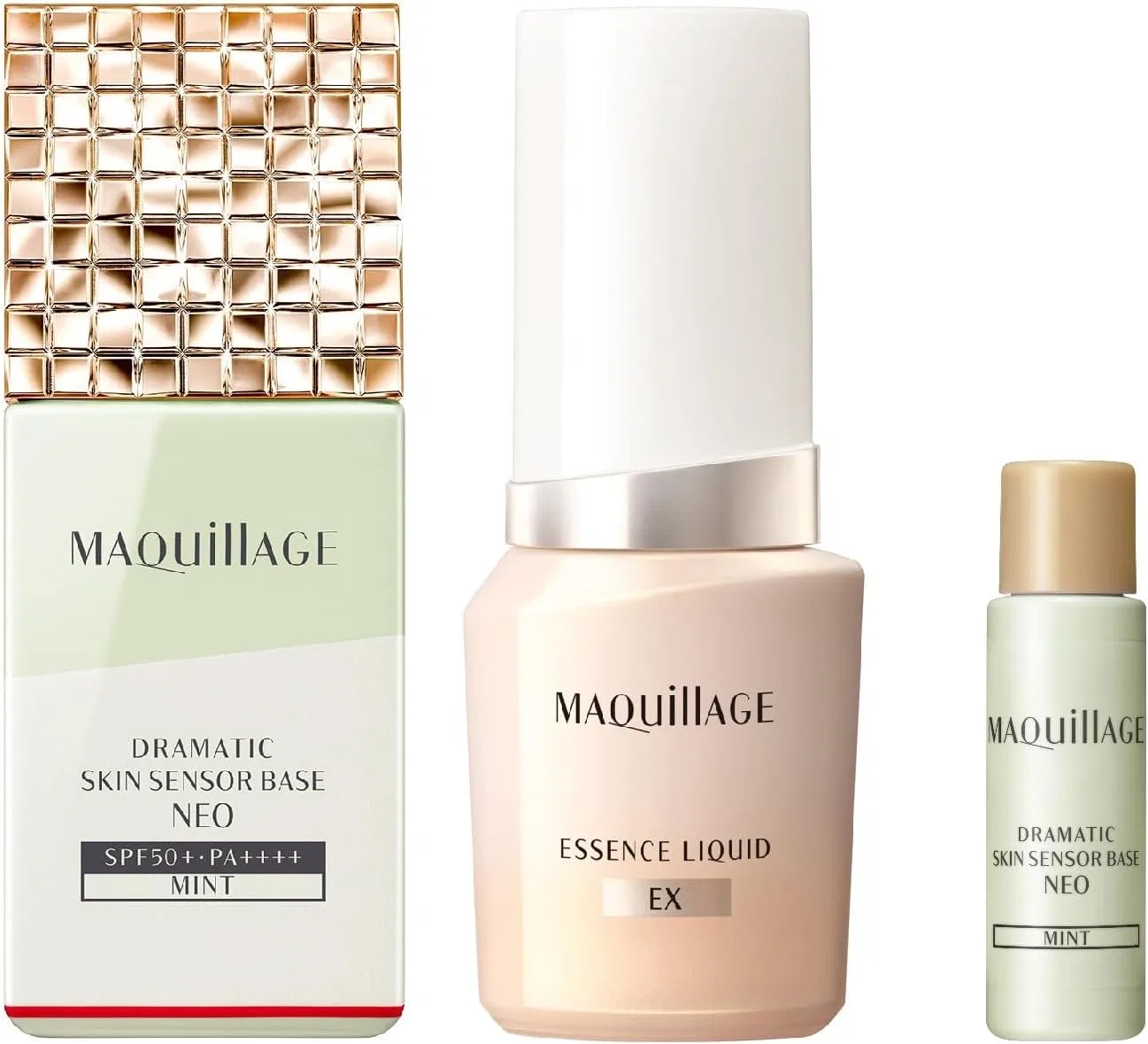 Набор косметики Maquillage: база Dramatic Skin Sensor Base NEO Mint и тональный крем, SPF50+, 25 мл + 8 мл