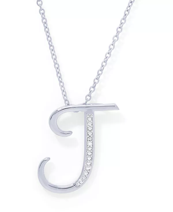 

Ожерелье с бриллиантовым акцентом и инициалом, 18 дюймов, серебряная пластина Macy'S, j