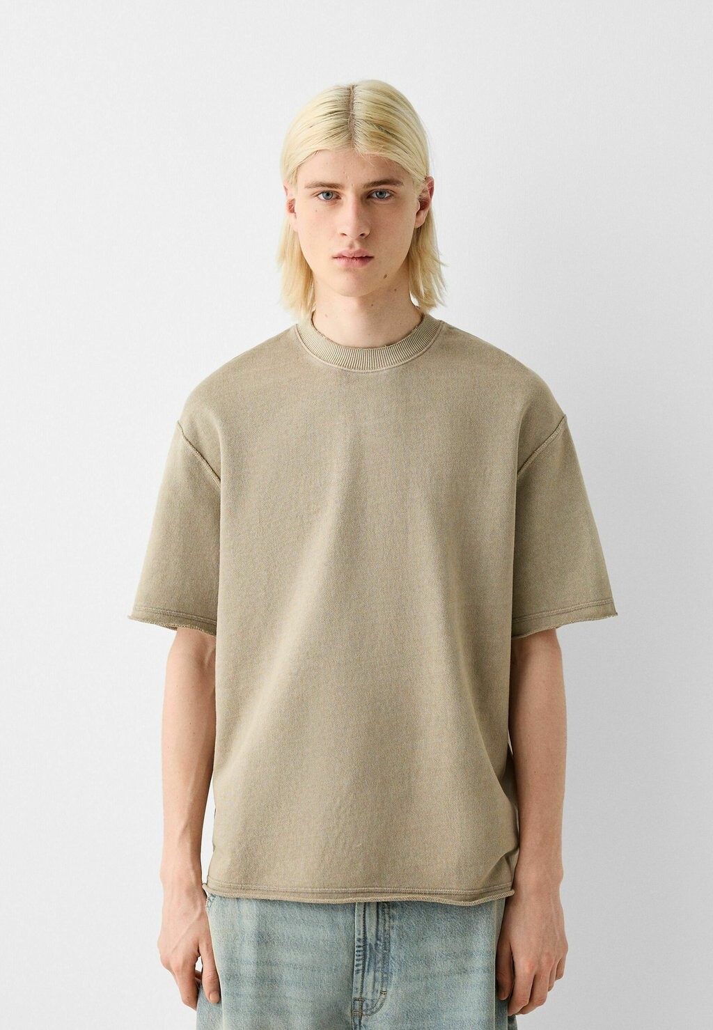 

Футболка базовая SHORT SLEEVE FADED Bershka, цвет camel