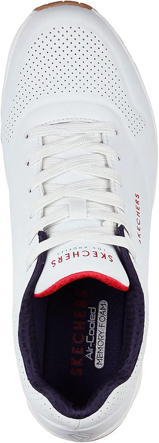 Кроссовки Skechers Herren UNO Stand On Air, White Durabuck Navy Red Trim — фото 3