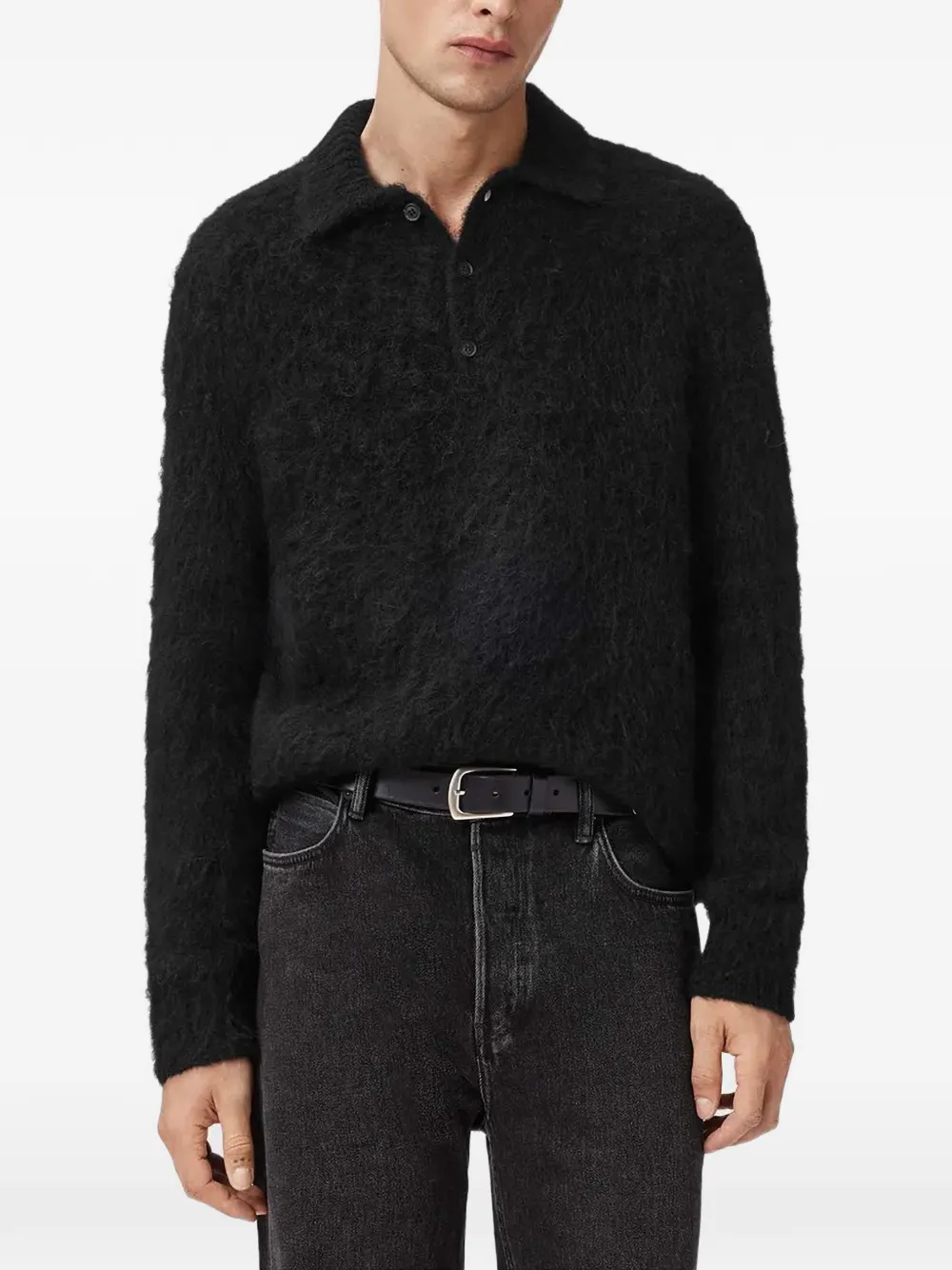 

Рубашка поло Sonny с длинными рукавами Allsaints, черный