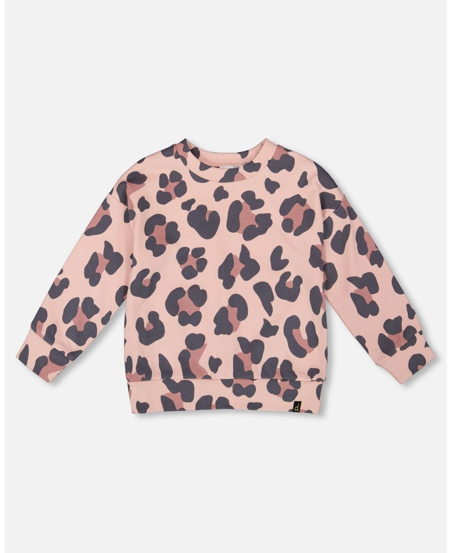 

Детская толстовка из французской махровой ткани с розовым леопардовым принтом - для малышей/детей Deux par Deux, Pink leopard