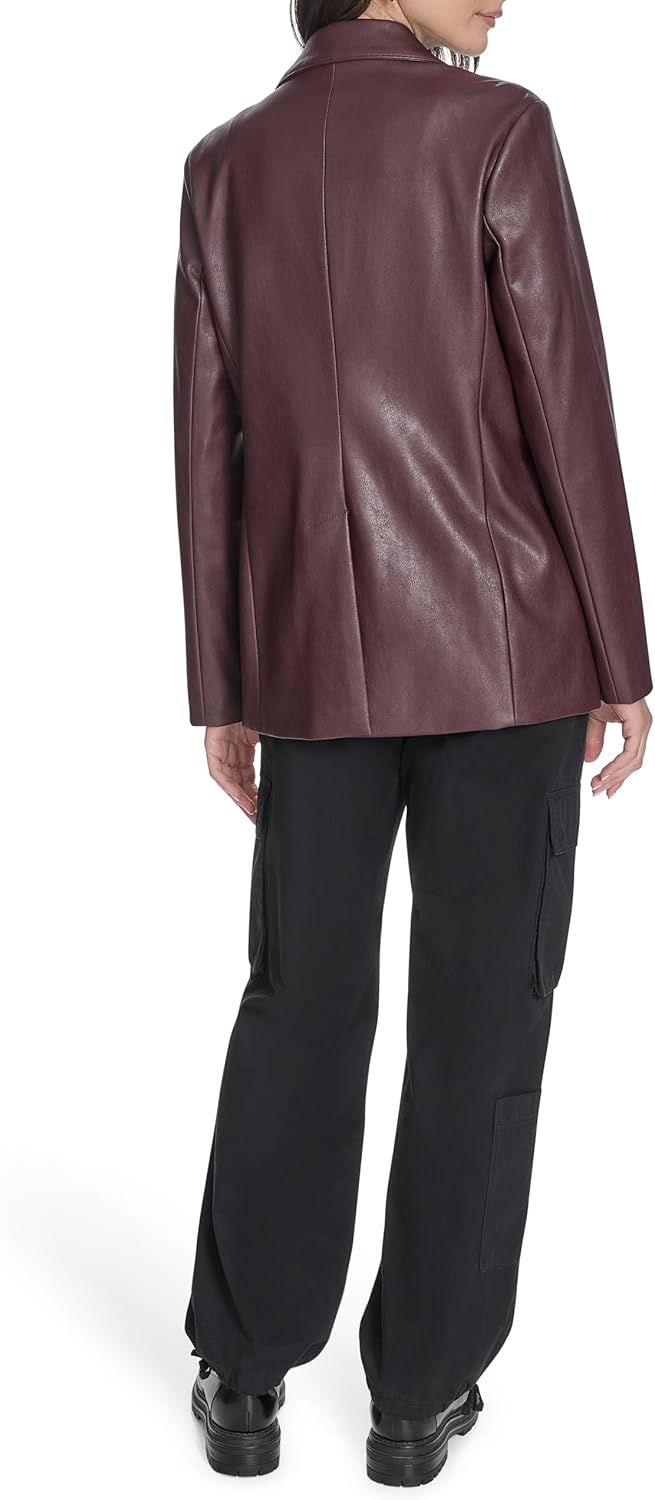 Женский однобортный пиджак Levi's из искусственной кожи, Oxblood — фото 4